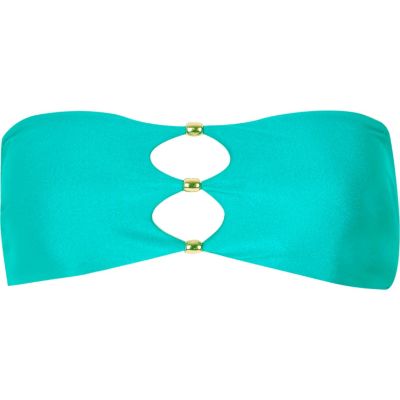 Turquoise knot bandeau bikini top
